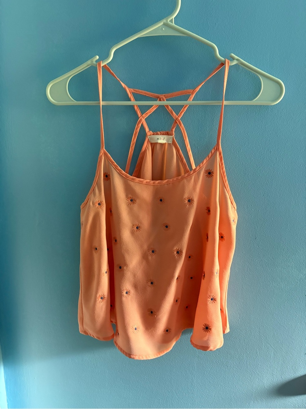 mine Peach Embroidered Strappy Camisole